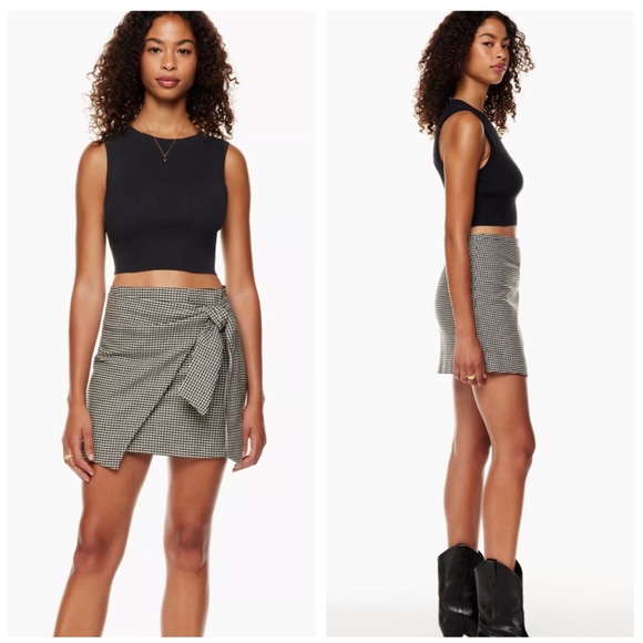 ARITZIA Wilfred Plaid Wool Wrap Front Mini Skirt - Picture 9 of 10